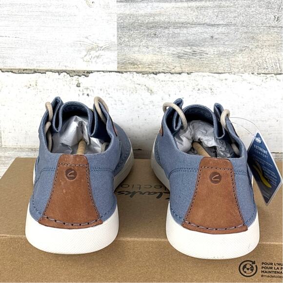 Clarks Men’s 10 Light Blue Gerald Tie Casual Lace Up Boat Shoes Loafers NEW - Picture 4 of 8